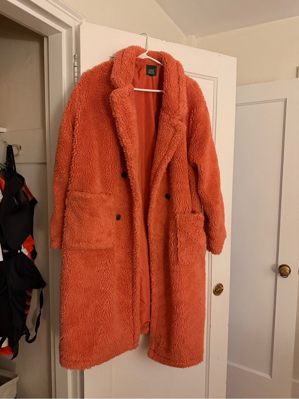 wild fable Coral-Orange Teddy Long Coat